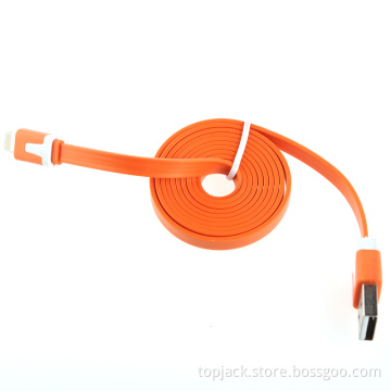 USB to 8pin Flat Cable W/ USB Car Charger - Orange (100cm) (DMT-8)